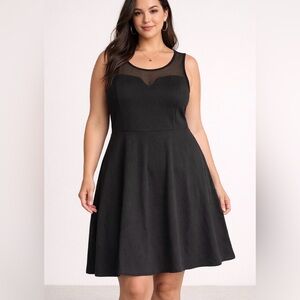 Torrid Black Mesh Yoke A-Line Dress Sleeveless Size XL (1)